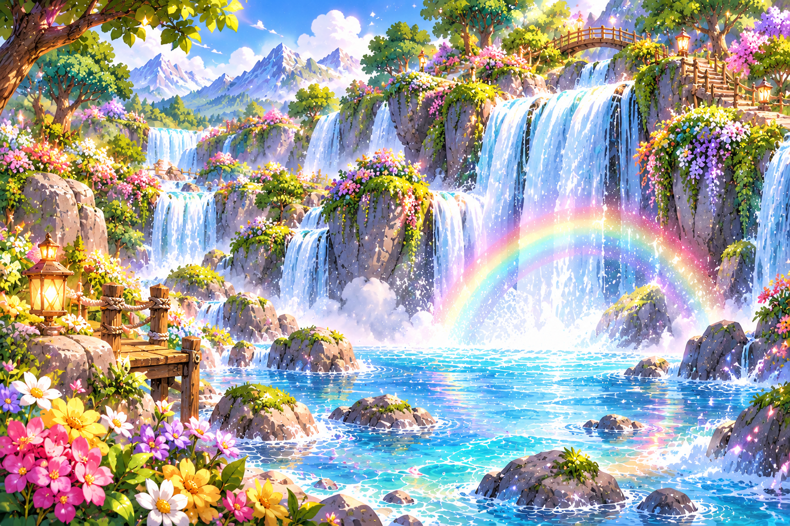 Illustrazione di Cascate dei Sogni nel mondo di Valle Lumi